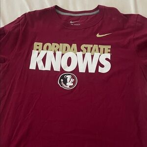 Nike Maroon Florida State Tee with White and Gold Accents